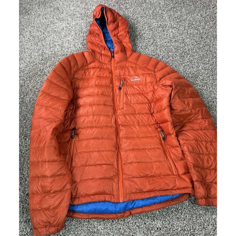 L.L. Bean Ultralight 850 Down Hooded Jacket Men's Size Medium Orange